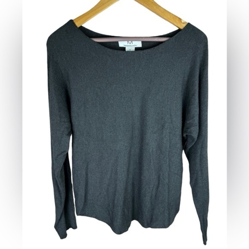 Magaschoni women’s dark grey pull over crew neck cashmere blend knit sweater S